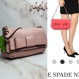 Kate spade pink shoulder bag joleen charm city ostrich leather